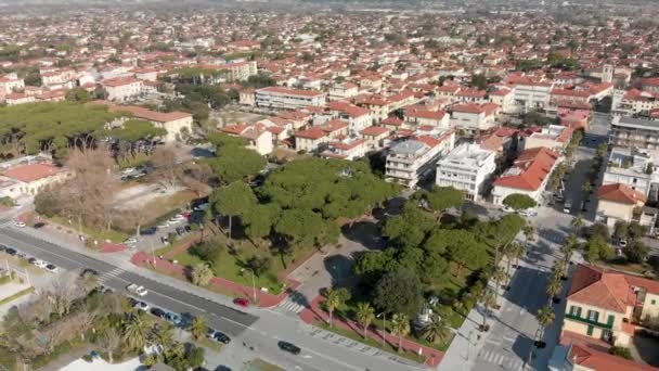 Aerial View Forte Dei Marmi Skyline Drone Going Away City — Stock video