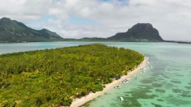 Ile Aux Benitiers, Mauritius Island. Amazing aerial view with Mauritius Island on the background.