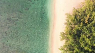 Amazing aerial view of Flic en Flac Beach at sunset, Mauritius Island.