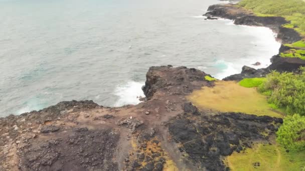 Pont Naturel Mauritius Island Beautiful Arch Rock Formation Drone Viewpoint — Vídeo de stock
