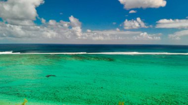Aerial view of Le Morne Beach and Forest in beautiful Mauritius Island.