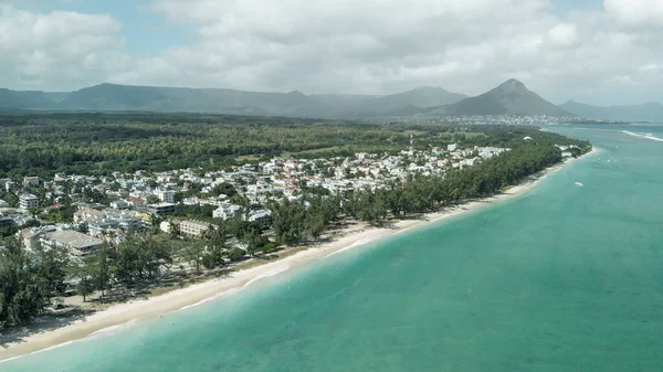 Aerial View Flic Flac Beach Mauritius Island — Zdjęcie stockowe