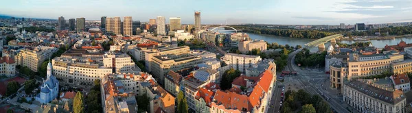 Bratislava Slovakia August 2022 Aerial View City Center Sunset Panoramic — Stock Photo, Image