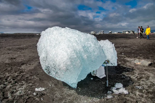 Icebergs Playa Jokulsarlon Temporada Verano Islandia — Foto de Stock
