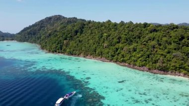 Surin Islands, Thailand. Aerial view of lagoon and forest.