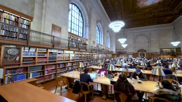 New York City December 2018 Interiör New Yorks Stadsbibliotek — Stockvideo