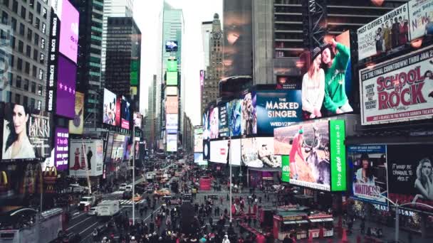 New York City December 2018 Lights Times Square Winter Morning — 图库视频影像