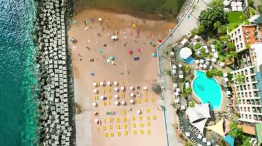 Aerial view of Calheta Beach in Madeira.