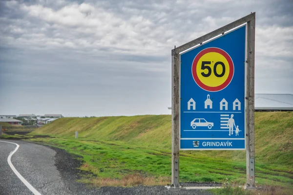 Entrance Sign Grindavik Iceland — Stockfoto