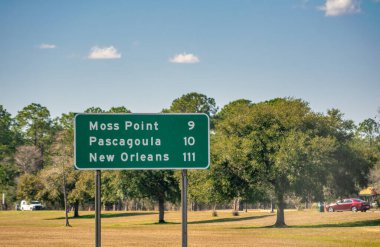 Interstate road signs approaching New Orleans.