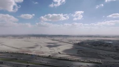 Panoramic aerial view of Dubai Downtown road.