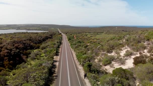 Strada Kangaroo Island Veduta Aerea Scendendo Dal Cielo — Video Stock