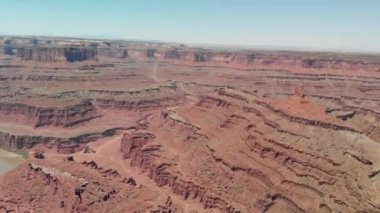 Panoramic aerial view of Dead Horse State Park in Canyonlands, Utah. Fast Time Lapse.