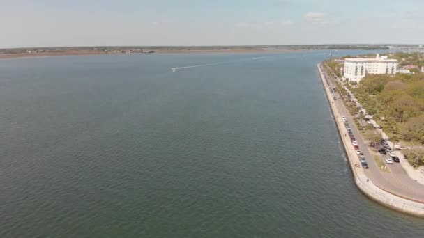 Charleston Skyline Panoramic Aerial View City River South Carolina — Stok video