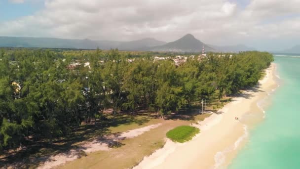 Αεροφωτογραφία Του Flic Flac Beach Νήσος Μαυρίκιος — Αρχείο Βίντεο