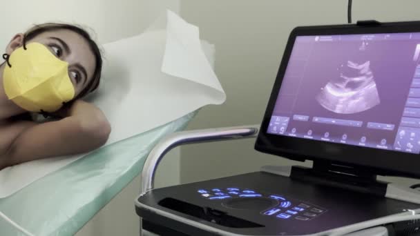 Heart Ultrasound Young Girl Hospital — Wideo stockowe