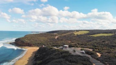 Aerial view of Torquay Beach along the Great Ocean Road, Australia.
