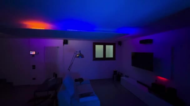 Led Lights Effects Modern Living Room Music Rhythm — Stockvideo