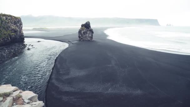 Чёрный Пляж Исландии Южном Регионе — стоковое видео