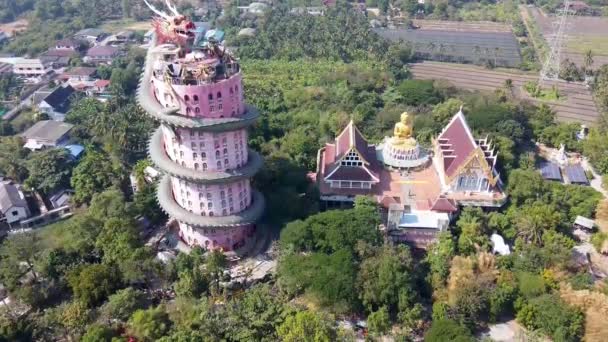 Wat Samphran Dragon Temple Κοντά Στην Μπανγκόκ Ταϊλάνδη Αεροφωτογραφία Από — Αρχείο Βίντεο