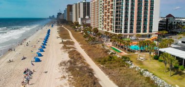 Aerial view of Myrtle Beach from the sky, SC - USA.