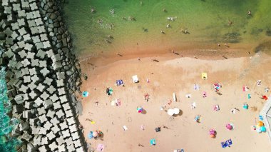 Aerial view of Calheta Beach in Madeira.