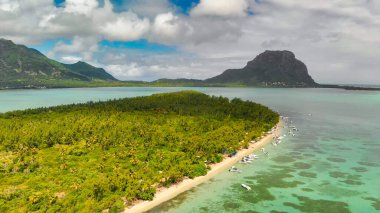 Ile Aux Benitiers, Mauritius Island. Amazing aerial view with Mauritius Island on the background.