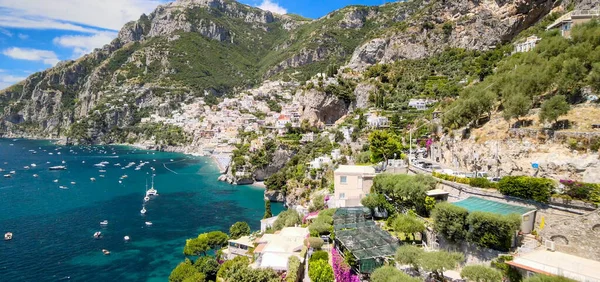 Erstaunliche Luftaufnahme Der Küste Von Positano Sommer Italien Drohnen Standpunkt — Stockfoto