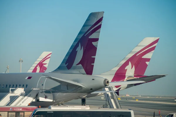 Doha Katar Dezember 2016 Flugzeuge Auf Der Landebahn Des Hamad — Stockfoto