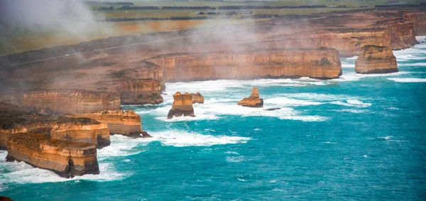 Aerial View Loch Ard Gorge Area Limestone Stacks Helicopter Australia — Stock Photo, Image
