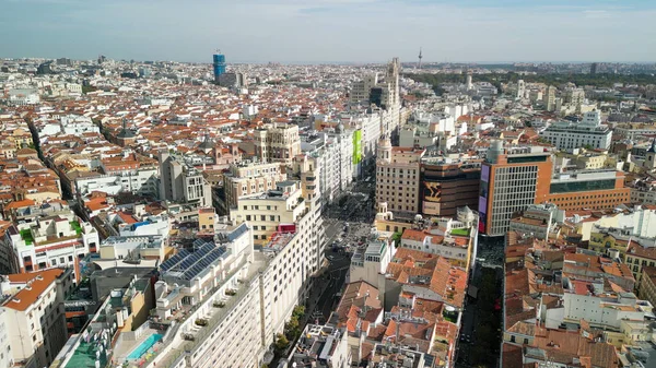 Madrid Spanje Oktober 2022 Luchtfoto Van Het Stadscentrum Gebouwen Belangrijkste — Stockfoto