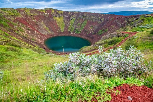 Kerid Vulkán Nyári Szezonban Izland — Stock Fotó