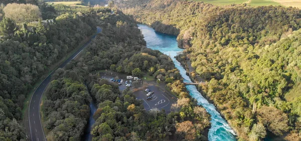 Flygfoto Panoramautsikt Över Huka Falls Landskap Taupo Nya Zeeland — Stockfoto