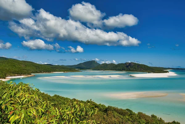 Aerial View Whitehaven Beach Hill Inlet Estuary Tropical Beach Paradise — Stock Photo, Image