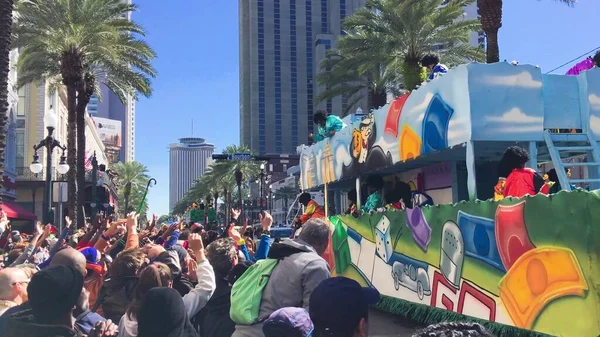 New Orleans February 2016 Mardi Gras Floats Parade Streets New — Fotografia de Stock