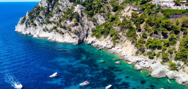 Krásné Pobřeží Marina Piccola Capri Letecký Pohled Dronu — Stock fotografie
