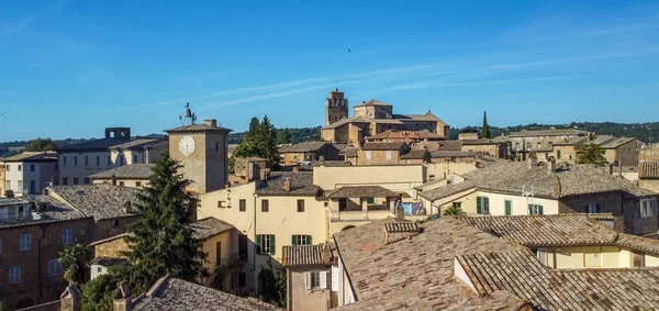 Vista Aérea Panorámica Ciudad Medieval Orvieto Desde Dron Volador Italia — Foto de Stock