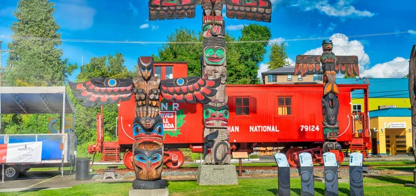 Vancouver Island Canadá Agosto 2017 Totem Canadense Aborígene Cidade Duncan — Fotografia de Stock
