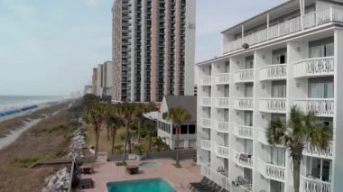 Myrtle Beach binaları ve kıyı şeridi, Güney Carolina 'nın hava manzarası..