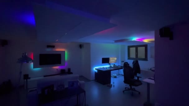 Led Lights Effects Modern Living Room Music Rhythm — Vídeo de Stock