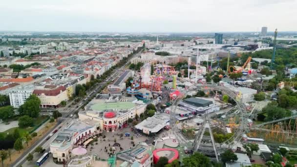 Aerial View Prater Amusement Park Vienna Cityscape Austria — Stock Video