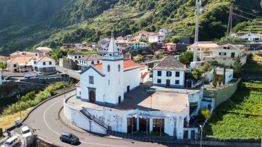Aerial view of Seixal coastline in Madeira, Portugal.
