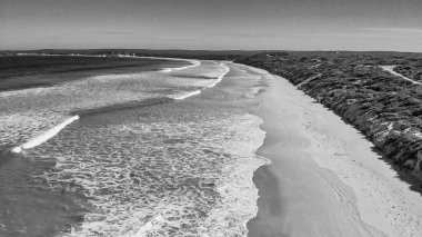 Kangaroo Island, Australia. Pennington Bay waves and coastline, aerial view from drone.