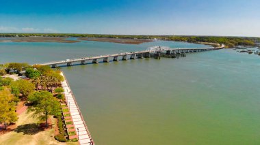 Charleston skyline from drone, South Carolina.