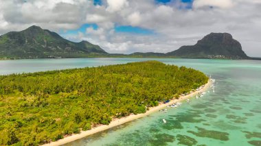Ile Aux Benitiers, Mauritius Island. Amazing aerial view with Mauritius Island on the background.