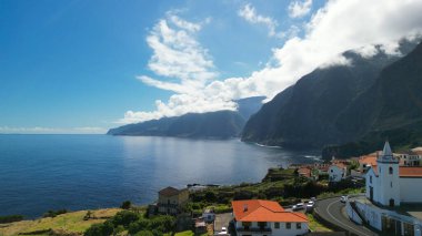 Aerial view of Seixal coastline in Madeira, Portugal.