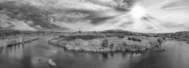 Amazing aerial view of Waikato River in spring season, North Island - New Zealand.