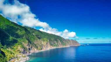 Aerial view of Seixal coastline in Madeira, Portugal.