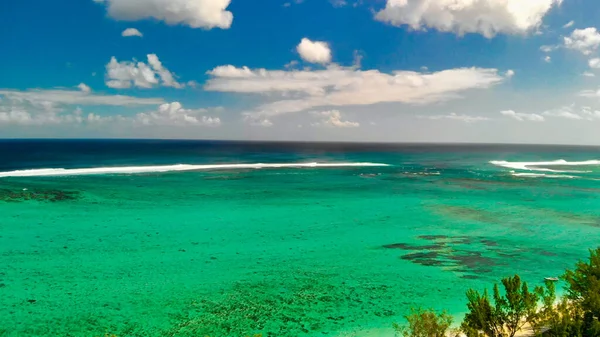 Luftaufnahme Des Korallenriffs Morne Beach Auf Der Schönen Insel Mauritius — Stockfoto