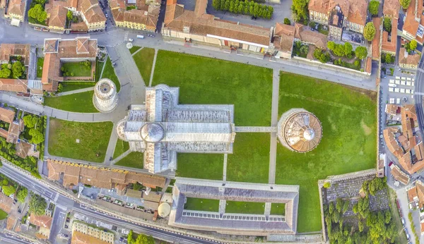 Overhead Aerial View Square Miracles Pisa Piazza Del Duomo Drone — Stok fotoğraf